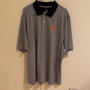 Men's Cutter & Buck Tennessee Dark Navy/White Striped Polo - Power T logo. 3XL